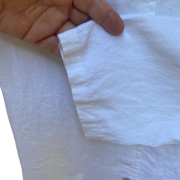 T & W Designs 100% Linen Button Front Top with Pockets and Back Pleat EUC Size L - Picture 3 of 7